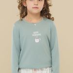 Pijama Feminino Infantojuvenil Manga longa e Calça Good Morning