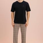 Pijama Masculino Manga curta e Calça Mocha