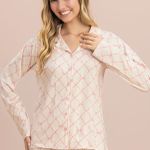 Pijama Feminino Longo com Botões Teddy Laços