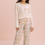 Pijama Feminino Infantil Manga longa e Calça Polar
