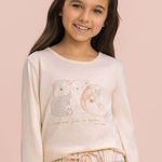 Pijama Feminino Infantil Manga longa e Calça Polar