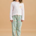 Pijama Feminino Infantil Manga longa e Calça Sonho de Camomila