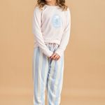 Pijama Feminino Infantil Manga longa e Calça Peace