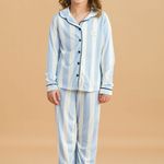 Pijama Feminino Infantil Longo com Botões Sonho Azul