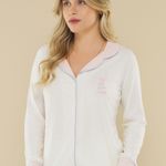 Pijama Feminino Longo com Botões Entre Nuvem