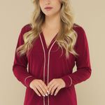 Pijama Feminino Longo com Botões Vinhos e Sonhos