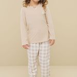 Pijama Feminino Infantojuvenil Manga longa e Calça Doce Aconchego