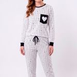 Pijama Feminino Manga longa e Calça Amor em Jogo