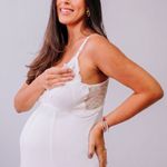 Camisola Amamentação Longa com Renda Branco Eduarda