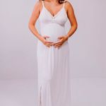 Camisola Amamentação Longa com Renda Branco Eduarda
