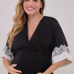 Kaftan Longo em Viscose com Renda Chantilly Heloísa