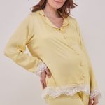 Pijama Longo com Botões em Viscose Acetinada Alícia