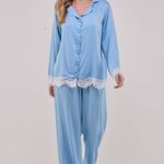 Pijama Longo com Botões em Viscose Acetinada Alícia