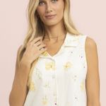 Camisola Curta Regata com Botões Jardim das Borboletas