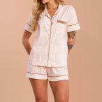 Short Doll Manga curta com Botões Vichy Rose
