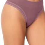 Calcinha Tanga Rib e Renda sem Costura