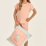 Short Doll Infantil Manga curta True Love Coral