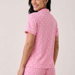 Short Doll Manga Curta com Botões Rosa Poá Branco