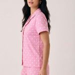 Short Doll Manga Curta com Botões Rosa Poá Branco