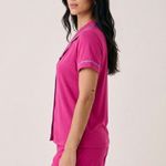 Short Doll Manga Curta com Botões Pink com Azul Claro