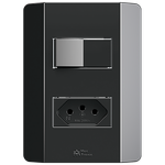 1 Interruptor Paralelo + 1 Tomada 2P+T 10A/250Vca Engate Rápido com placa Rapid Preta (39530)