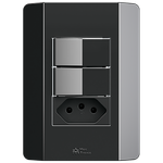 2 Interruptores Simples + 1 Tomada 2P+T 10A/250Vca Engate Convencional com placa Rapid Preta (39589)