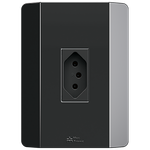 1 Tomada 2P+T 20A, 250Vca Engate Convencional com placa Vertical Rapid Preta (39576)