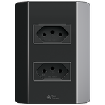 Tomada Dupla 2P+T 20A/250Vca com Placa Rapid Preta, Engate Convencional (39578)