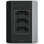 3 Tomadas 2P+T 10A/250Vca Engate Convencional com placa Rapid Preta (39758)