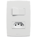 1 Interruptor Simples + 1 Tomada 2P+T 10A/250Vca Engate Convencional com placa Mec-Plus (39695)