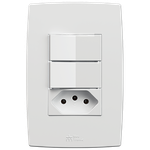 Tomada (2P + T) com 2 interruptor, 10A/250Vca 🢖 Linha Mec-Plus 🢔 Engate Convencional (39692)