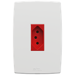1 Tomada 2P+T 20A, 250Vca Engate Convencional Vermelha com placa Vertical Mec-Plus (39704)