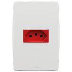 1 Tomada 2P+T 20A, 250Vca Engate Convencional Vermelha com placa Horizontal Mec-Plus (39703)