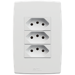 3 Tomadas 2P+T 10A/250Vca Engate Convencional com placa Mec-Plus (39766)