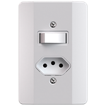 1 Interruptor Paralelo 10A + 1 Tomada 2P+T 20A/250Vca Engate Convencional com placa Milleniun (39212)