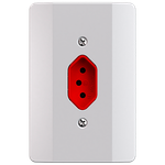 Tomada 2P+T Vermelho 20A/250Vca Engate Convencional com placa Vertical Milleniun (39263)