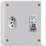 Caixa de Proteção Embutir Disjuntor 1P, 10A, DIN + Tomada 10A (89067)