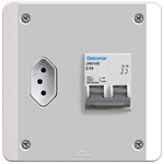 Caixa de Proteção Embutir Disjuntor 2P, 10A, DIN + Tomada 10A (89068)