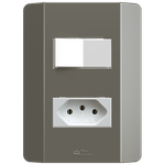 1 Interruptor Simples 10A + Tomada 2P+T 20A, 250Vca Engate Convencional com placa Prisma (39234)