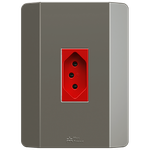 Tomada 2P+T Vermelho 20A, 250Vca Engate Convencional com placa Vertical Prisma (39256)
