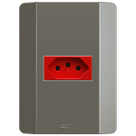 Tomada 2P+T Vermelho 20A, 250Vca Engate Convencional com placa Horizontal Prisma (39255)