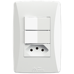 2 Interruptores Simples + 1 Tomada 2P+T 10A/250Vca Engate Convencional com placa Petra (39058)