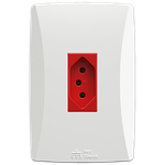 Tomada 2P+T Vermelho 20A, 250Vca Engate Convencional com placa Vertical Petra (39258)