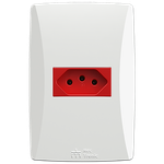 Tomada 2P+T Vermelho 20A, 250Vca Engate Convencional com placa Horizontal Petra (39257)