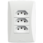 3 Tomadas 2P+T 20A, 250Vca Engate Convencional com placa Petra (39764)