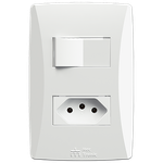 1 Interruptor Paralelo 10A + Tomada 2P+T 20A, 250Vca Engate Convencional com placa Petra (39233)