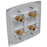 4 Módulos Distanciados com Conector Coaxial A+V com placa 4X4 Petra (81063)
