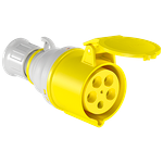 Tomada Industrial de Acoplamento, 3P+N+T, 32A, 4h, 100/130Vca, 50/60Hz, Amarelo, IP44 (E5254)