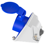 Tomada Industrial de Sobrepor, 3P+N+T, 32A, 9h, 200/250Vca, 50/60Hz, Azul, IP44 (E5209)