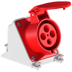 Tomada Industrial de Sobrepor, 3P+T, 32A, 6h, 380/440Vca, 50/60Hz, Vermelha, IP44 (E4206)